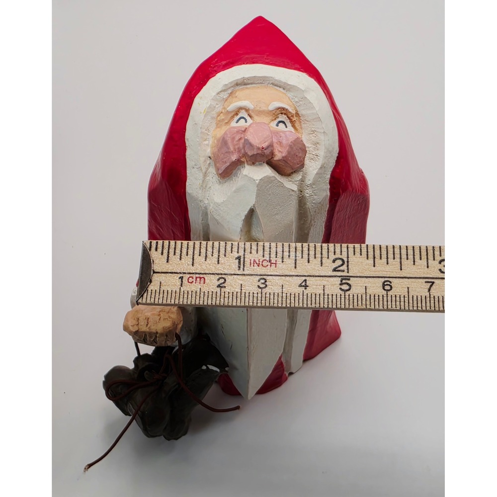 Department 56 Hand Painted Santa Claus Figurine Folk Art Style Holding Boots - Picture 11 of 11